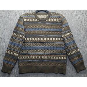 Dazy Sweater Mens Large Multi Fair Isle Pattern Long Sleeve Crewneck Pullover